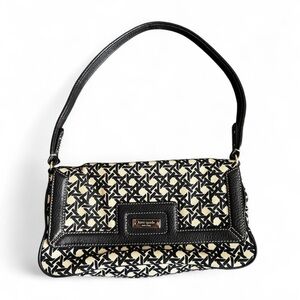 Womens Kate Spade New York 
KESWICK Shoulder Bag Purse 
Black White Canvas